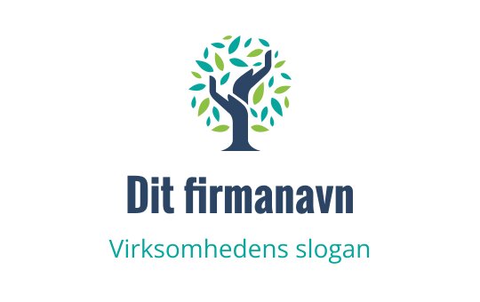 Moderne trelogo med grønne blader og en mørk stamme