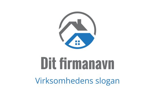 Moderne huslogo med blått tak og sirkulær kontur