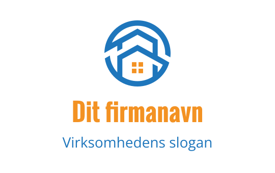 Moderne huslogo med blå og oransje elementer