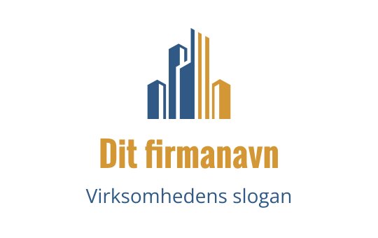 Moderne logo design med blå og gullbygninger i skyline