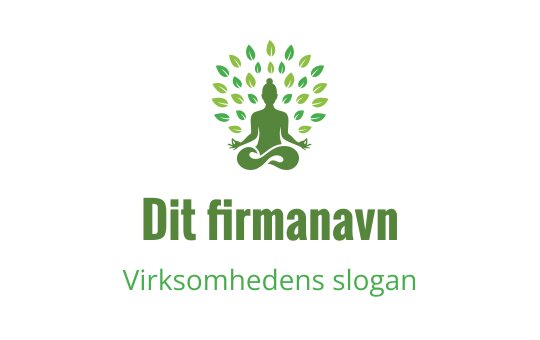 Rolig grønn logo med en mediterende figur og bladaktige tre-elementer