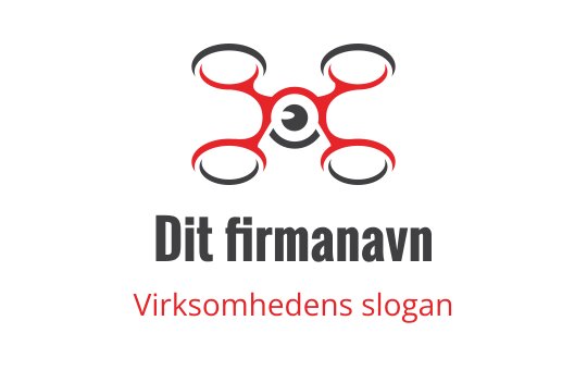 Moderne drone logo design med røde detaljer og sirkulære propeller