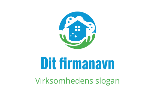 Moderne logo design med et hus omringet av grønne hender og blå elementer