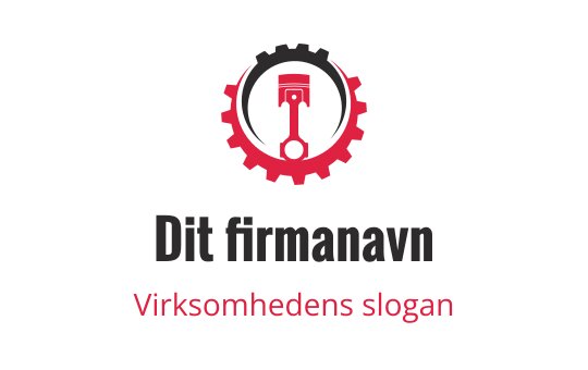 Fet logo design med en skiftenøkkel inne i et tannhjul i rødt og svart