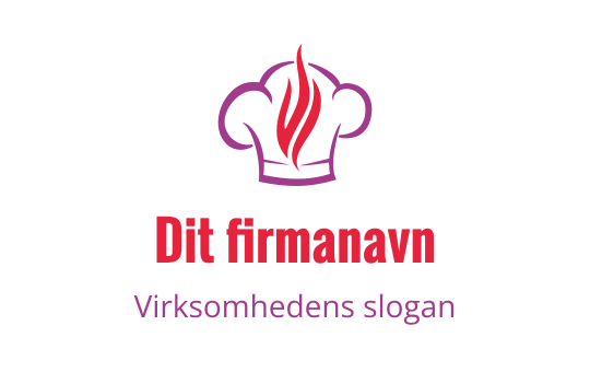 Kokkens hatt logo design med røde flammer og fet tekst