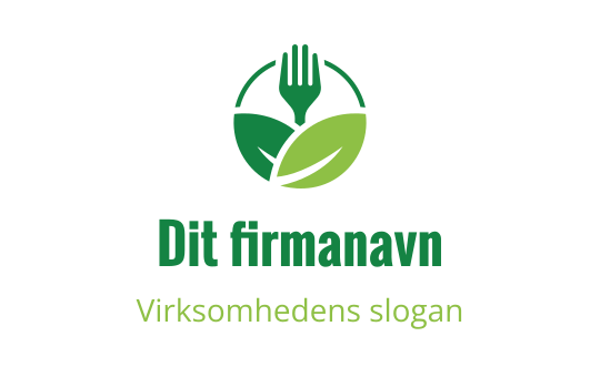 Moderne logo design med en gaffel og grønne blader i sirkulært oppsett