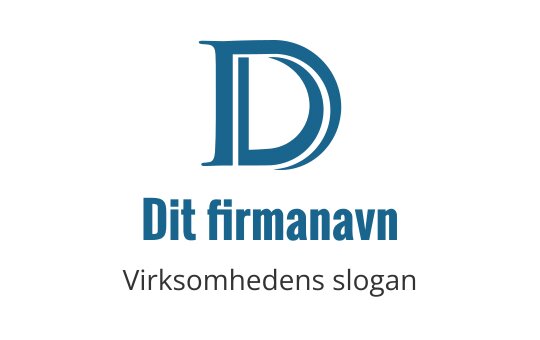 Moderne blå logo med en stilisert bokstav "D