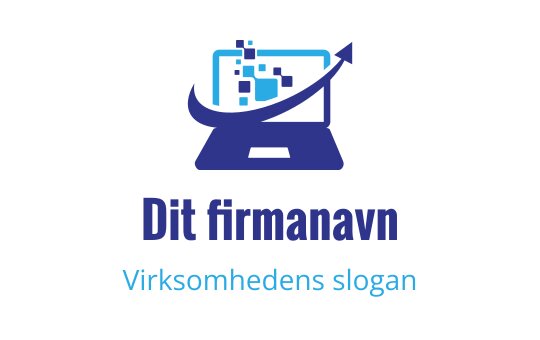 Moderne logo design med en bærbar datamaskin, digitale elementer og en oppoverpilt