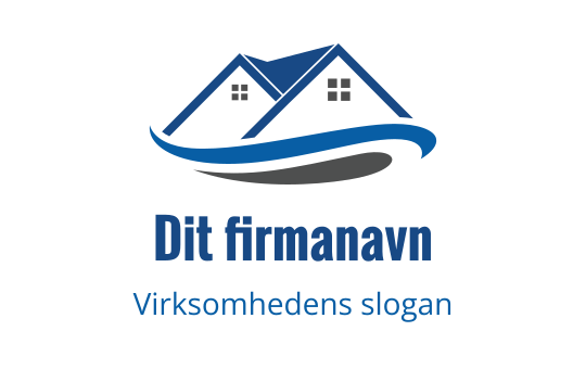 Moderne logo design med to stiliserte hus og et flytende bølgeelement