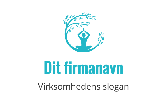 Rolig logo design med en mediterende figur omgitt av bladgrener