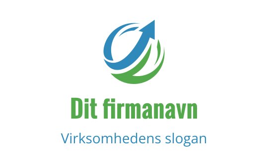 Moderne logo design med en blå pil og grønne sirkulære elementer