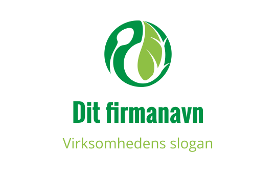 Moderne grønn logo med et stilisert blad og sirkulær form