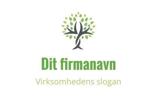 Moderne trelogo med grønne blader og stilisert stamme