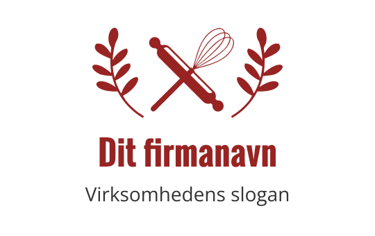 Visp og kjevle logo design med røde bladdetaljer