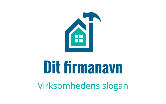 Moderne huslogo med en hammer og blå detaljer