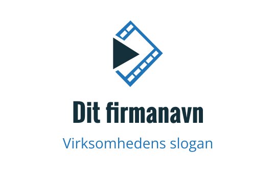 Moderne logo design med en filmstripe og avspillingsknapp i blått