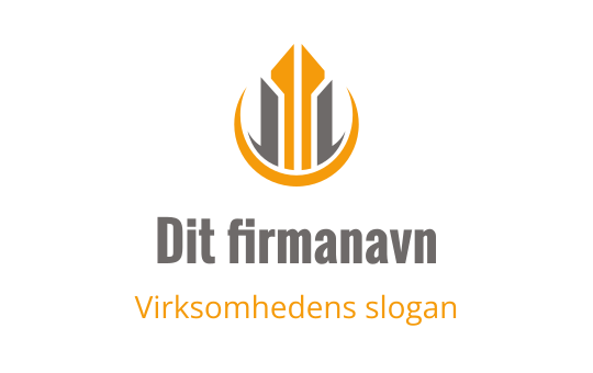 Moderne logo design med en stilisert penn og sirkulære elementer i oransje og grå