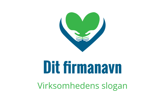 Hjerteformet logo design med grønne og blå elementer