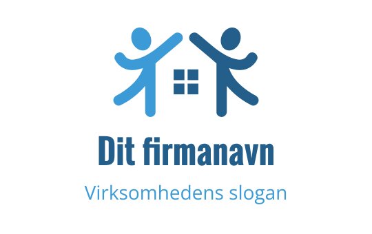 Vennlig logo med to figurer og en huskontur