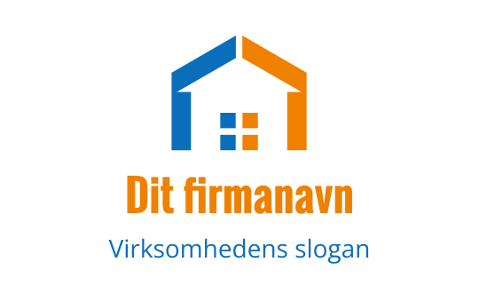 Moderne huslogo med blå og oransje elementer