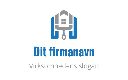 Moderne logo design med et hus og malerulle i blått og grått