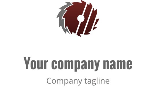 Moderne logo design av sirkelsagblad i røde og grå nyanser