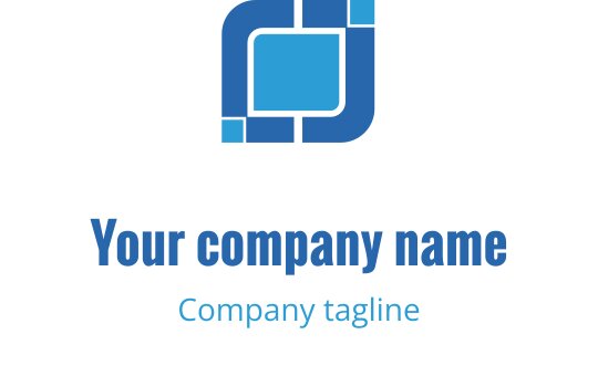 Moderne blå logo design med geometriske former og rene linjer
