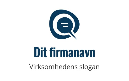Moderne blå logo med en snakkeboble og sirkulære elementer