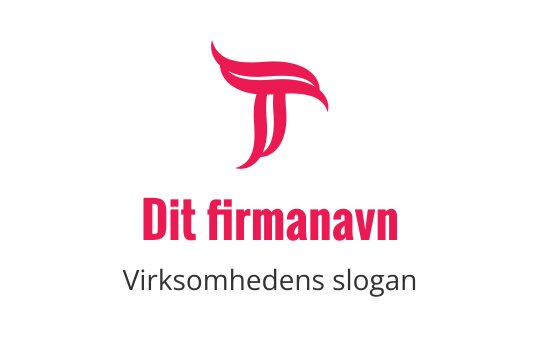 Stilig logo med en dristig rød bokstav T og flytende elementer
