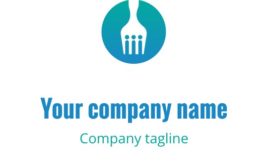 Moderne logo design med en gaffel i en sirkulær gradientbakgrunn