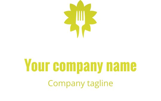 Elegant logo design med et gullblad sammenflettet med en gaffel