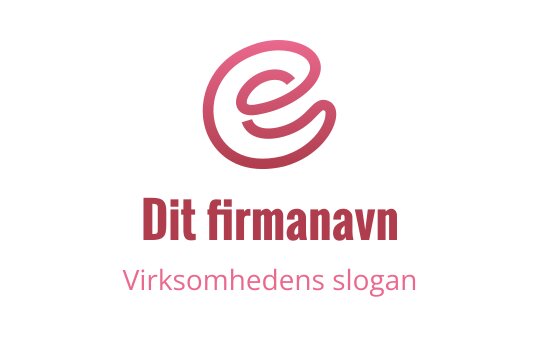Stilig logo design med en rosa kursiv bokstav 'e