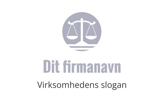 Logo design med balanserte vekter i grått med sirkulær bakgrunn