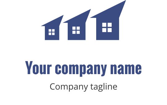 Teal logo med en stilisert husform og taklinje