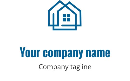 Teal logo med en stilisert hus med en innbydende inngang