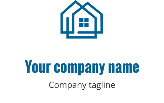 Teal logo med en stilisert hus med en innbydende inngang