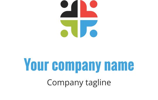 Fargerik logo med sammenkoblede sirkler og en sentral korsform