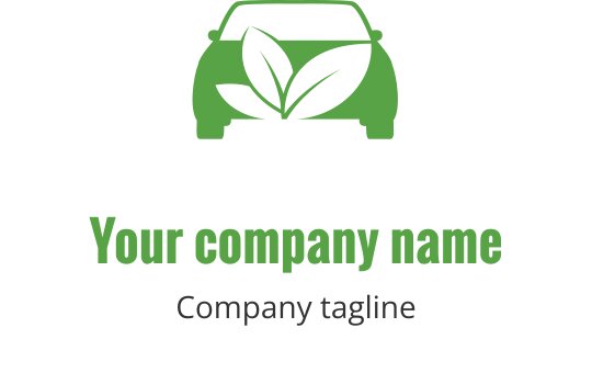 Miljøvennlig logo med en bil og grønne blader