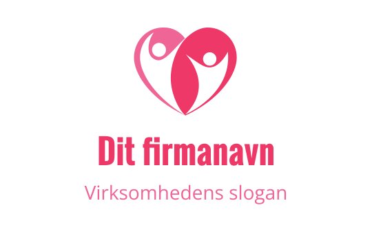 Hjerteformet logo med to abstrakte figurer i rosa