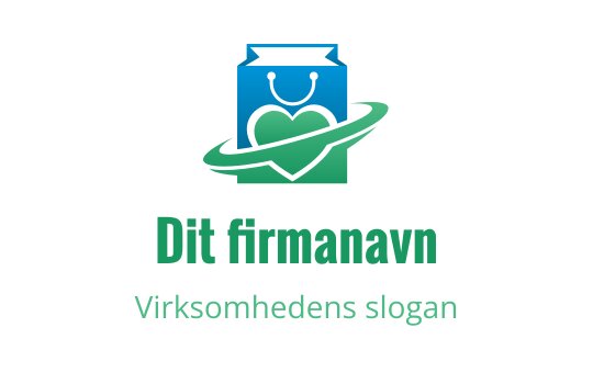 Moderne logo design med en handlepose og hjerte med grønne detaljer