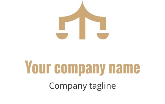 Stilig logo design med en balansert vekt i gull og svart