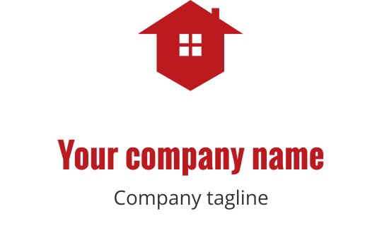 Fet rød logo med stiliserte verktøy og tannhjulselementer