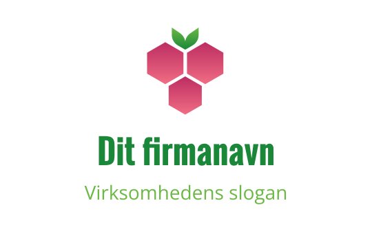 Moderne rosa heksagon logo design med grønne bladdetaljer