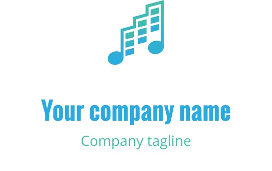 Fargerik logo med overlappende musikknoter i cyan og blått