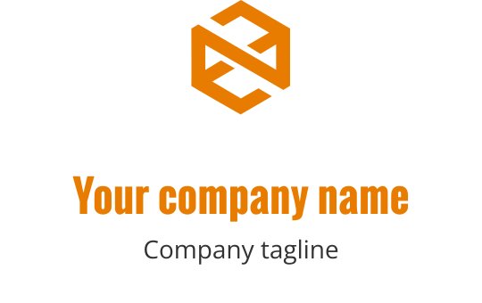 Moderne geometrisk logo med en oransje sekskantform