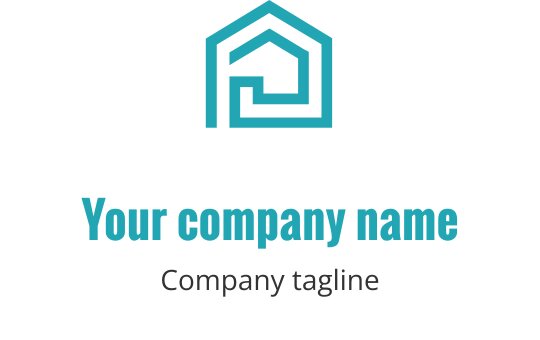 Moderne huslogo design med geometriske linjer i teal