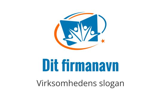 Kreativ blå bok logo design med abstrakte figurer og oransje detaljer
