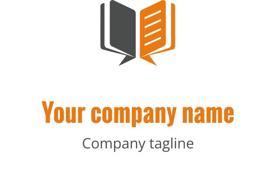 Moderne logo design med en åpen bok i grått og oransje