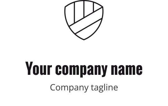 Elegant monoline logo med geometrisk konstruksjonskontur i svart