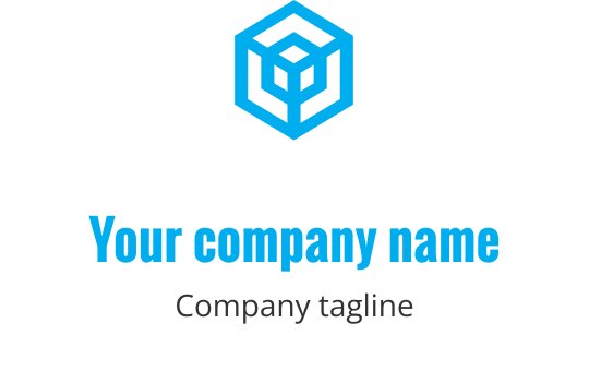 Moderne blå kube logo design med geometriske elementer